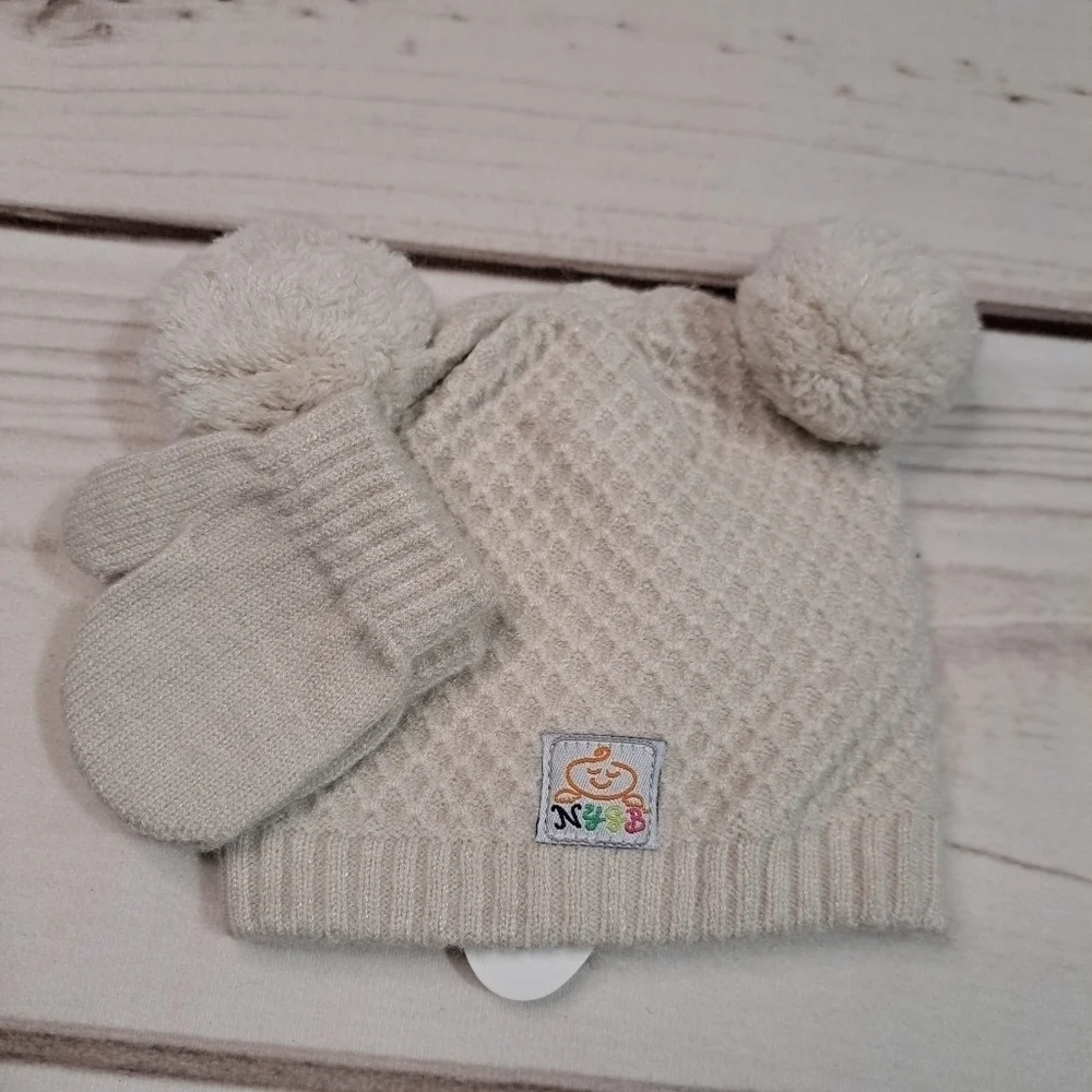 Not Your Grandma's Blanket Knit Baby Beanie with Mitts 0-6 Months